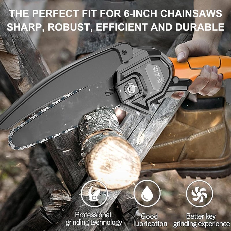 GSSHBR 5 Pieces 6 Inch Mini Chainsaw Chain With 2 Pcs Replacement Saw Chain Bar Replacement Chains For Cordless Electric Portable Mini Chainsaw for Wood Branch Cutting - Image 4
